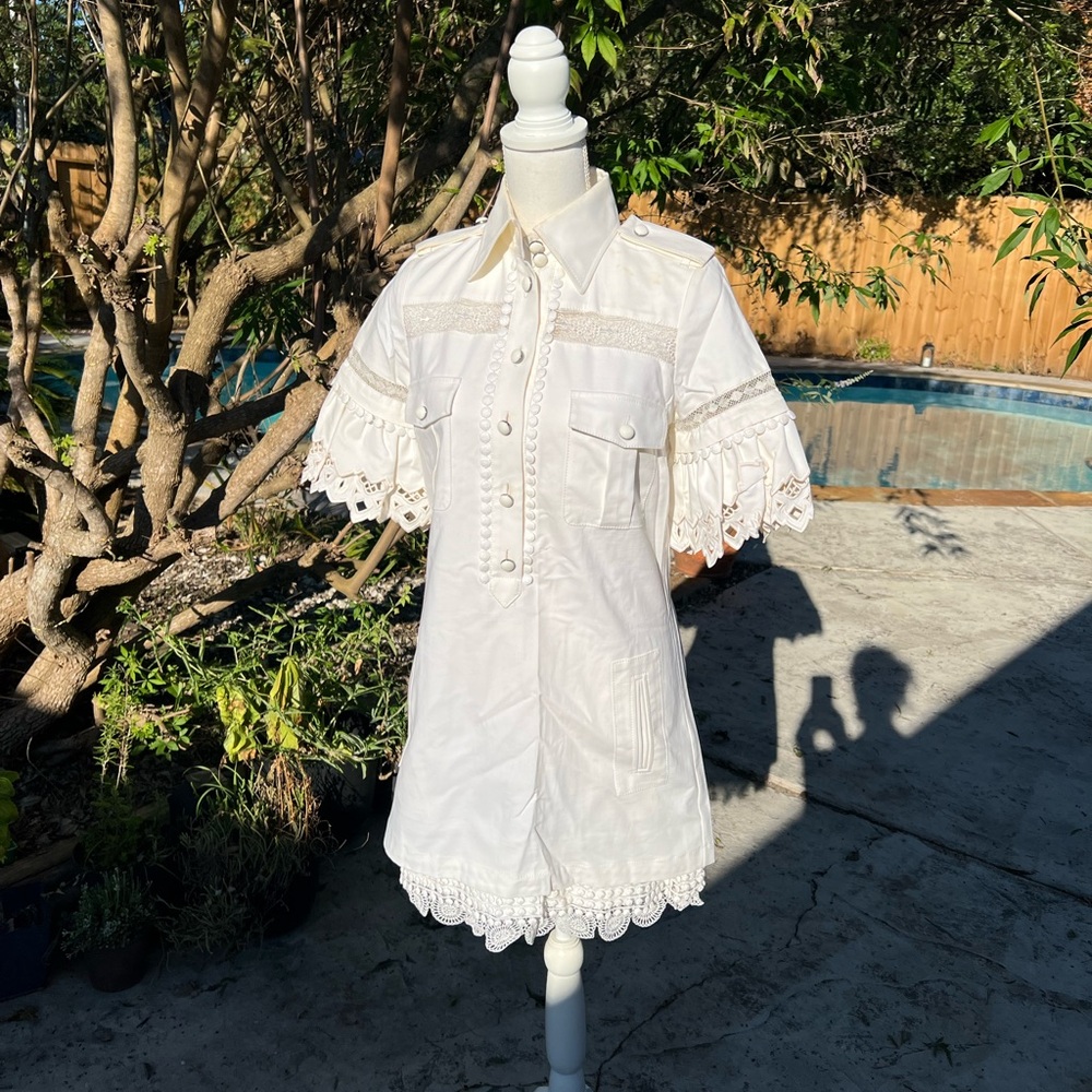 Barbara Bui White Lace Midi Dress